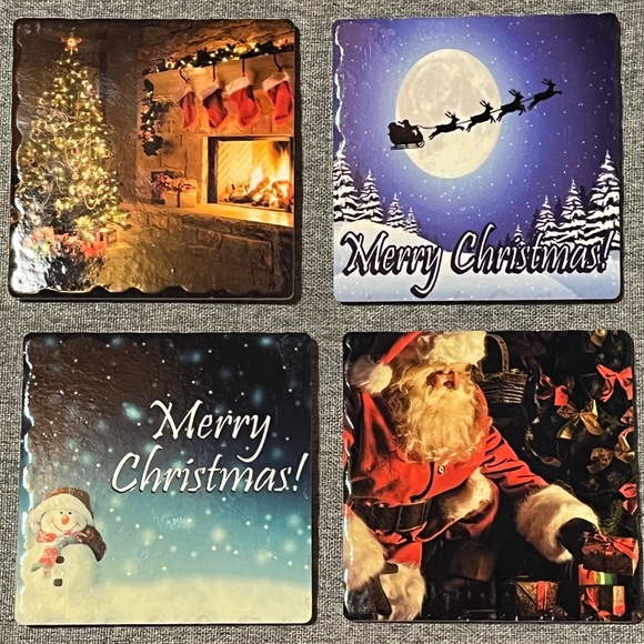 🌲Christmas Ceramic Coasters with Cork Backing - Picture 1 of 4